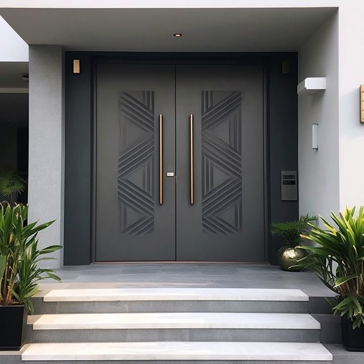 Classical luxury aluminum front entry door with ornate scrollwork